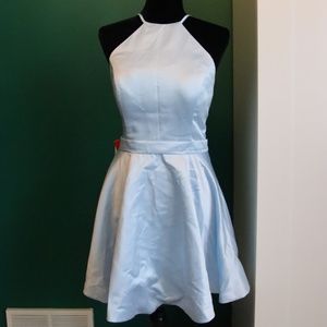 Blue Satin Skater Dress